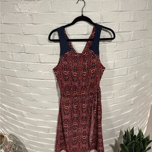 Athleta Red and Blue Geometric Midi Dress